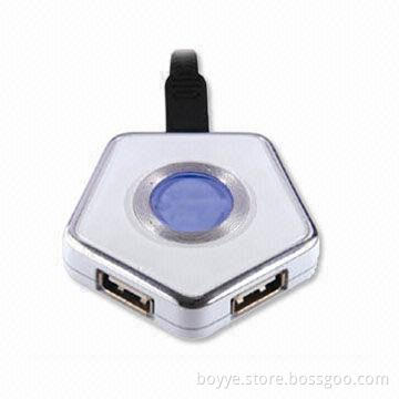 4-port USB Hub with LED Light, Available in Different Shapes